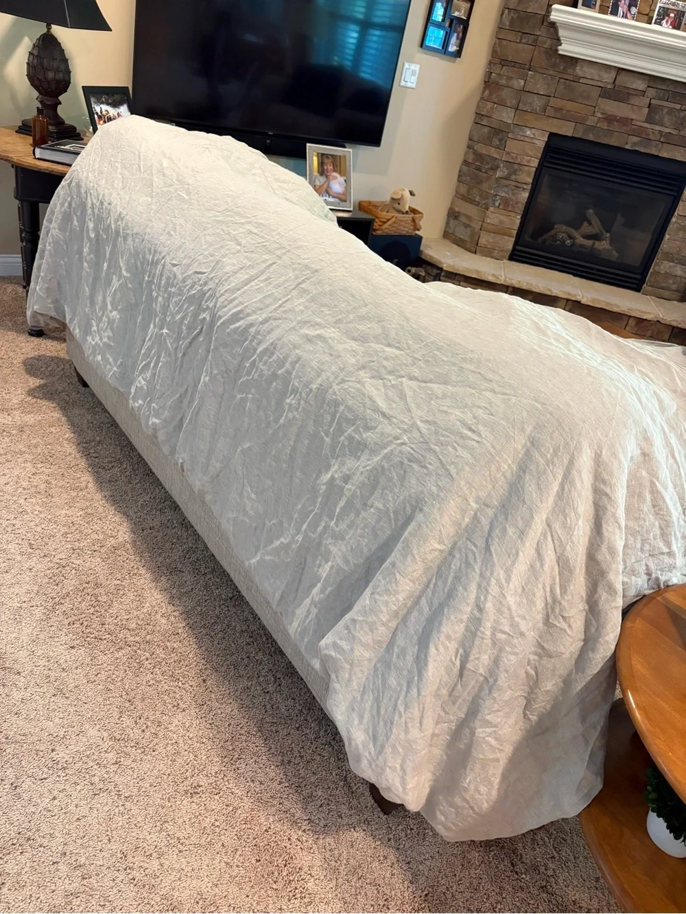 Pottery Barn Cal King /King Gray Flax Belgian Linen Duvet Cover